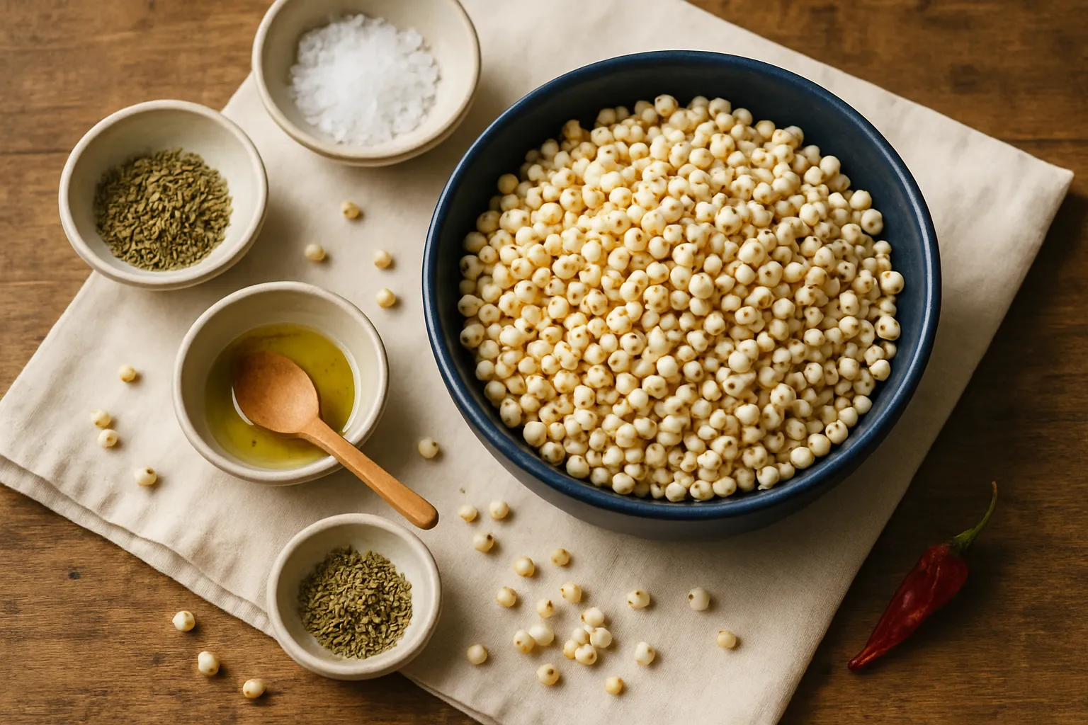 Bowl of healthy popcorn with minimal seasonings on a clean background