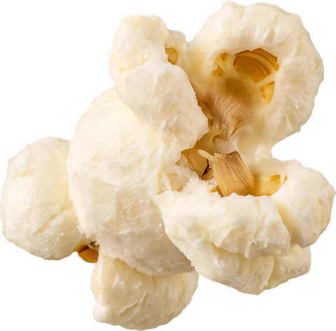 Close-up of a single popped sorghum piece — smooth, round, no hull